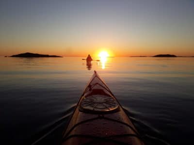 Kayaking in the sunset